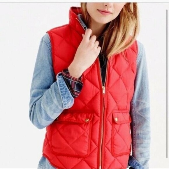 J.Crew Red Quilted Down Womens Vests - Picture 2 of 15